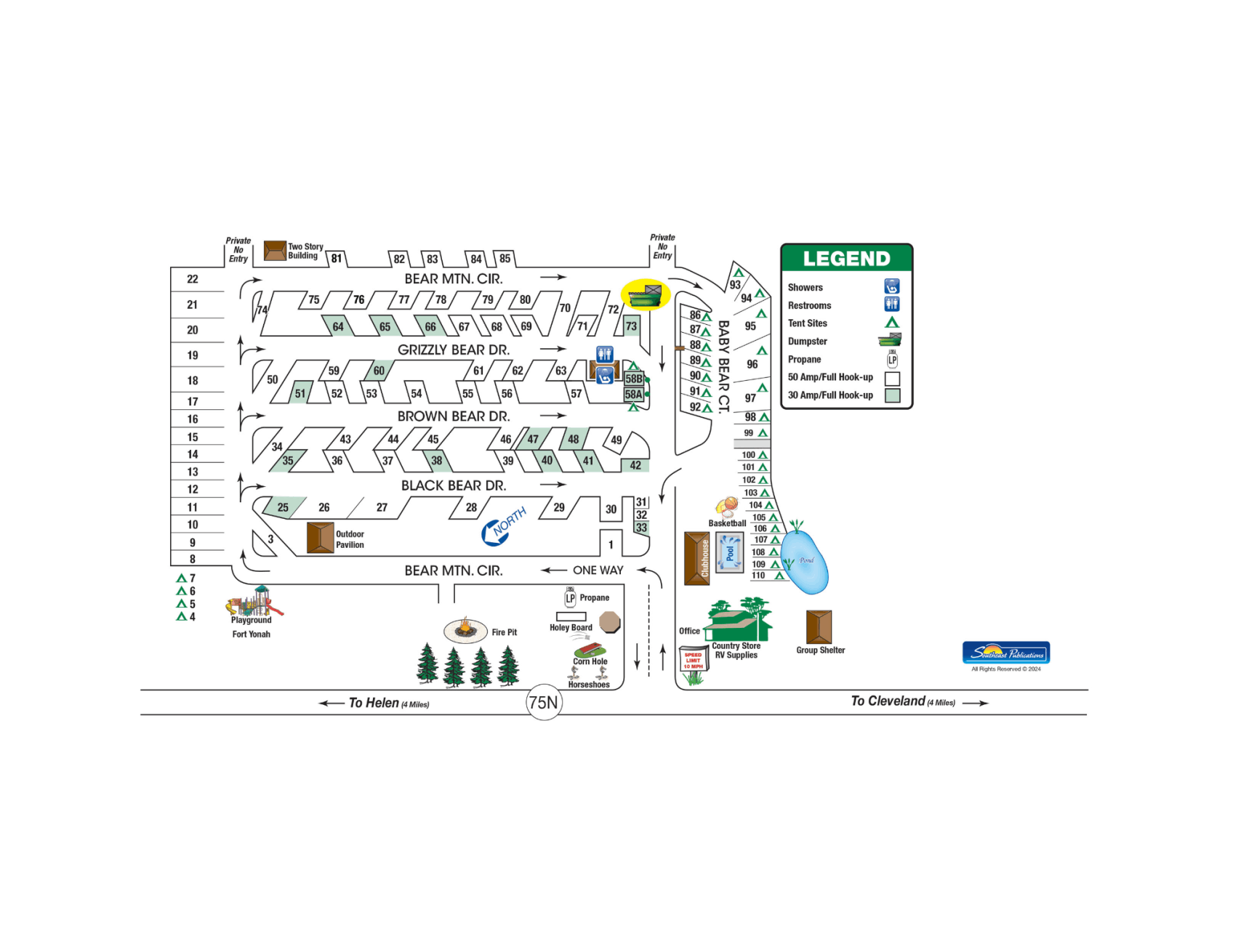 Yonah Mountain Campground Site Map