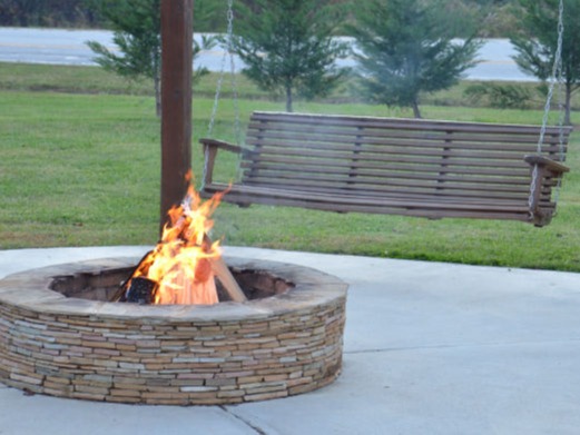 Community Fire Pit and Bench Swing Yonah Mountain Campground
