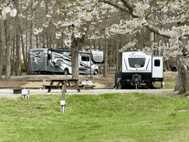 Green Space and Full Hook-up Campsites at Yonah Mountain Campground North GA Mountains