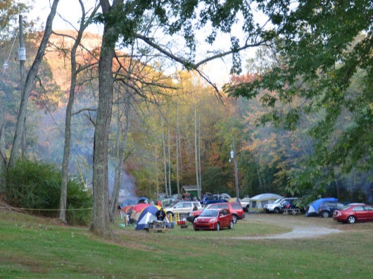 Tent Campsites on Grass with Water Power and Wifi at Yonah Mountain Campground